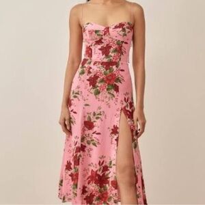Reformation Pink Floral Midi Dress